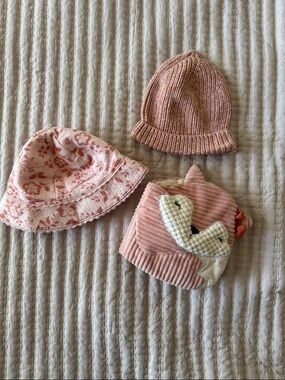 Kids Pink Hat Set - Soft Blush Bucket by Janie and Jack 3-6 Mo , Knit Beanie 0-6